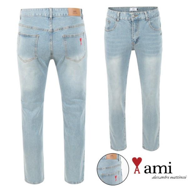 아미 드 꾀흐 자수 워싱 연청 슬림진-레플리카 사이트 쇼핑몰